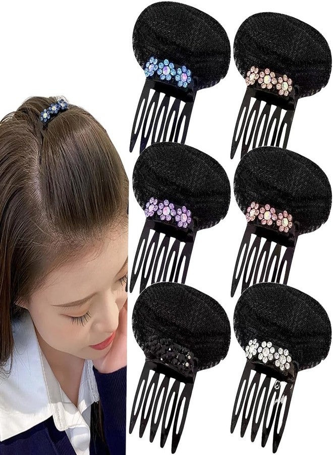 IPEWOEF 6Pcs Rhinestone Flower Hair Volumizing Clips with Sponge Inserts for Puffy, Voluminous Hairstyles | Invisible Hair Pads, Clips & Cushion Hairpins - Image 1